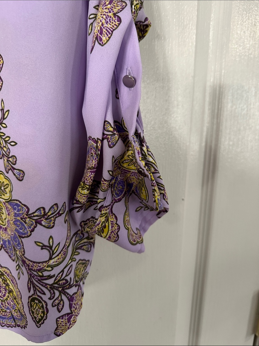 New York & Company Lavender Floral Button-Down Shirt - Picture 3 of 8